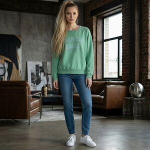 American Eagle Seriously Lived In Green Graphic Sweatshirt - Size S - EUC